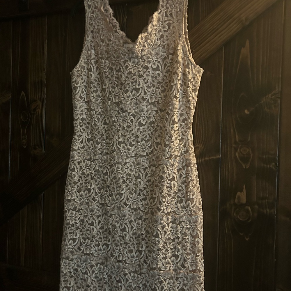 White House Black Market Ivory Lace Midi Dress